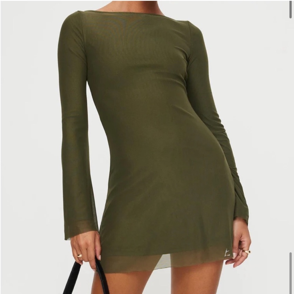 Princess Polly Lukea Long Sleeve Mini Dress Olive
Green Size 6